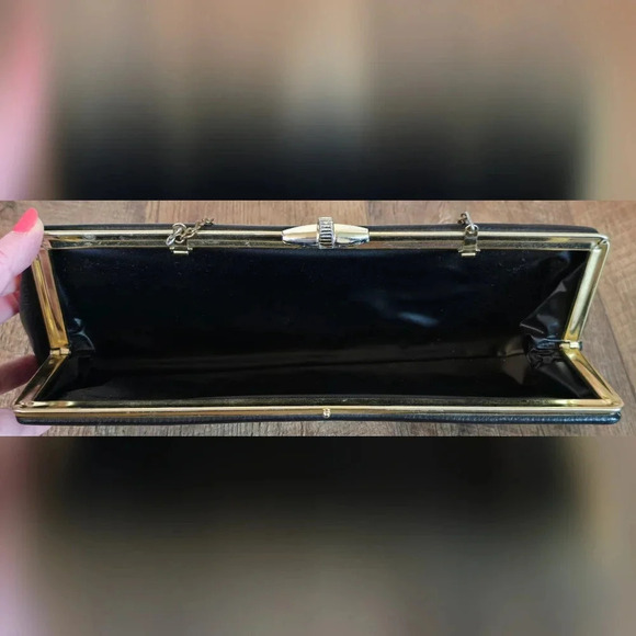 Large Vintage Black Clutch Purse Wristlet - Picture 5 of 9